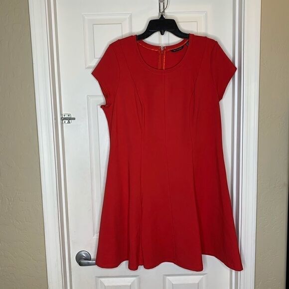 H by Halston Red Fit & Flare Dress Plus Size - Picture 5 of 10